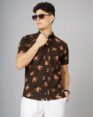 Paul Street Men Printed Casual Brown Shirt