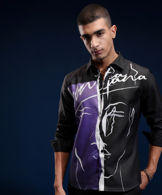 HIGHLANDER Men Printed Casual Black Shirt
