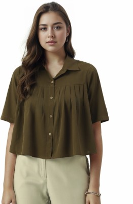 GlowRist Women Solid Casual Green Shirt