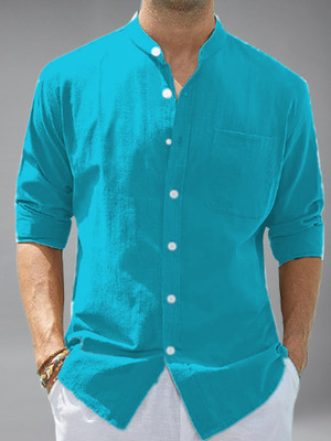 Univibe Men Solid Casual Blue Shirt