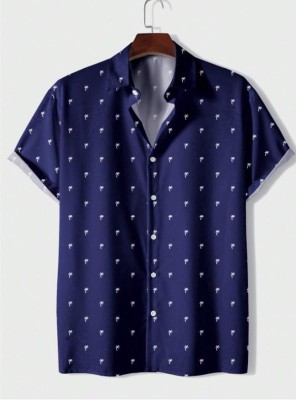 ANIRAV Men Printed Casual Blue, White Shirt