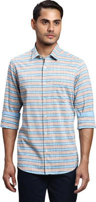 COLORPLUS Men Striped Casual Blue Shirt