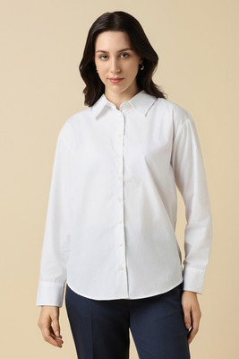 Allen Solly Women Solid Formal White Shirt