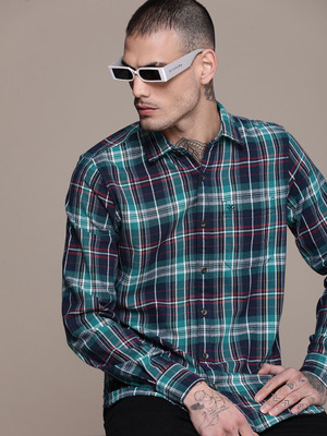 WROGN Men Checkered Casual Blue Shirt