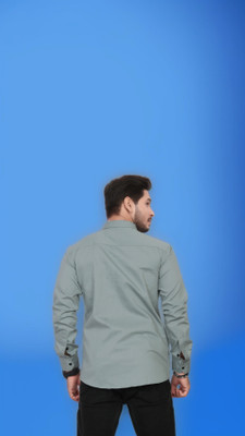 U AND J TREND Men Self Design Casual Grey Shirt