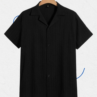 A DEEMOON Men Self Design Formal Gold Shirt