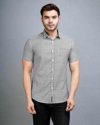 Apuesto Men Checkered Casual Blue Shirt