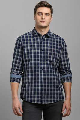 LOUIS PHILIPPE Men Checkered Casual Dark Blue Shirt