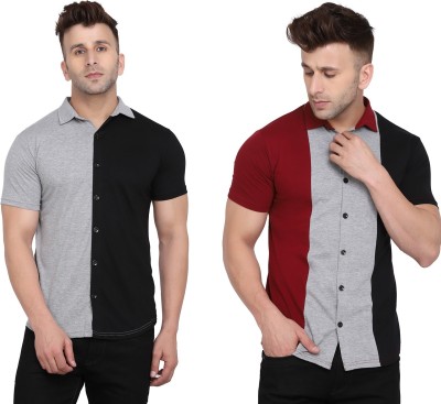 BEYOU FASHION Men Solid Formal Grey, Black, Maroon Shirt(Pack of 2)