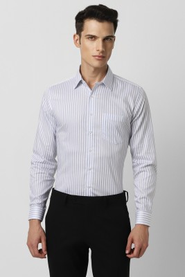 VAN HEUSEN Men Striped Formal White, Dark Blue Shirt