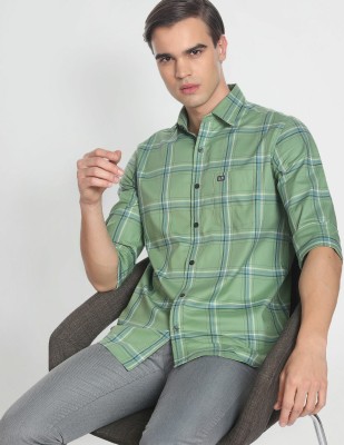 Arrow Sport Men Checkered Casual Green Shirt