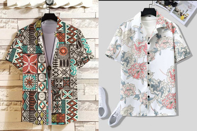 SANBROS Men Printed Casual Multicolor Shirt(Pack of 2)
