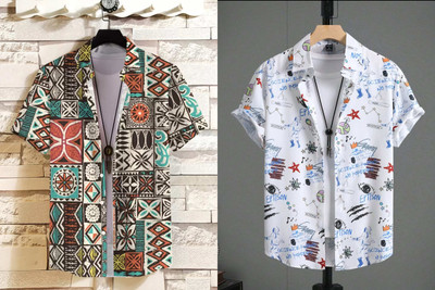 SANBROS Men Printed Casual Multicolor Shirt(Pack of 2)