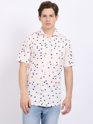 HANUMNTRA Men Printed Casual Cream Shirt