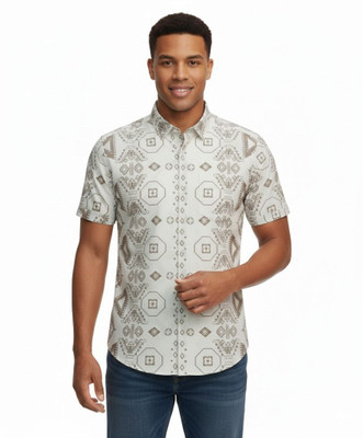 JAKSWEARTHE MOMENT Men Printed Casual White Shirt