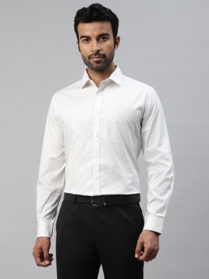 Don Vino Men Checkered Formal White Shirt