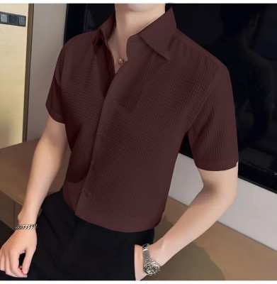 KALP CRAZE Men Self Design Casual Brown Shirt