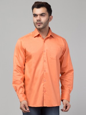 HNX DU Men Self Design Casual Orange Shirt
