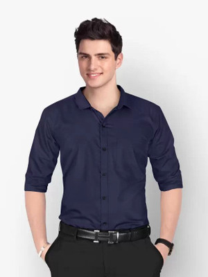 Jumii Enterprise Men Solid Casual Dark Blue Shirt