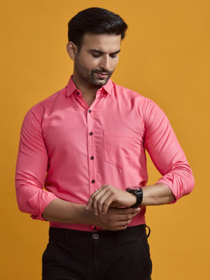 STONEBERG Men Solid Formal Pink Shirt