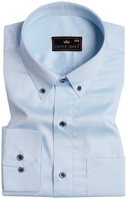 french crown Men Self Design Formal Light Blue Shirt