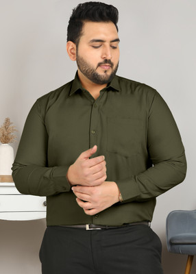 Sztori Men Solid Formal Green Shirt