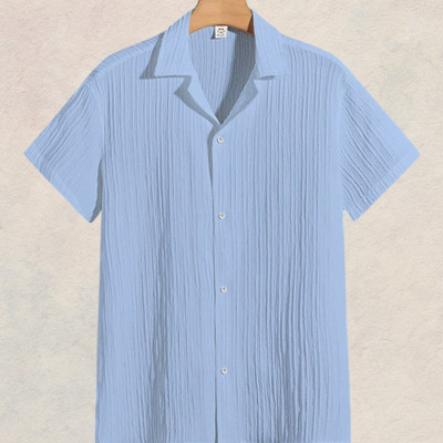Dharamraj Fashion Men Self Design Casual Light Blue Shirt