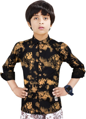 MADE IN THE SHADE Boys Printed Casual Beige, Black Shirt