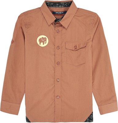 KILLER Boys Solid Casual Beige Shirt