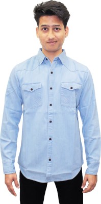 SOUTHBAY Men Solid Casual Light Blue Shirt