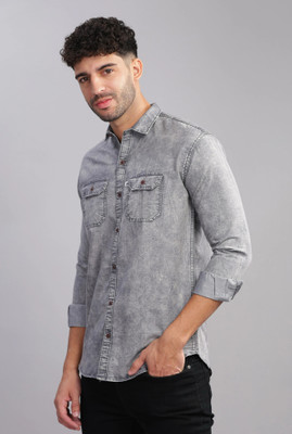 AIA FAB Men Self Design Casual Black Shirt