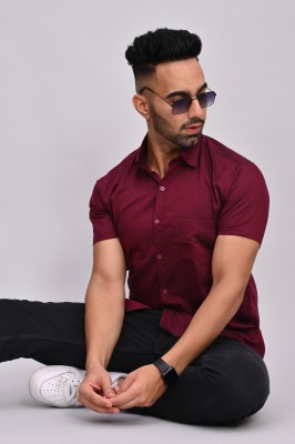 La Touch Premium Men Solid Casual Maroon Shirt