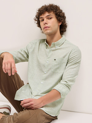 THE BEAR HOUSE Men Striped Casual Green Shirt