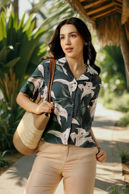 Allen Solly Women Printed Casual Black Shirt