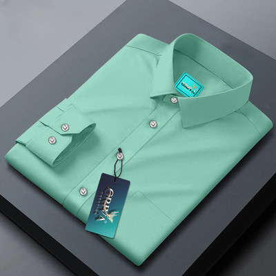 Grivacreation Men Solid Casual Light Green Shirt