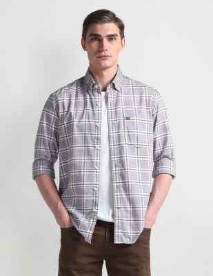 Arrow Sport Men Checkered Casual Grey Shirt