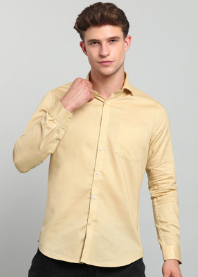 INTEGRITI Men Solid Casual Yellow Shirt