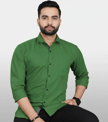 swadra Men Solid Casual Green Shirt