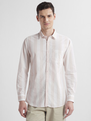 PETER ENGLAND Men Striped Casual White Shirt