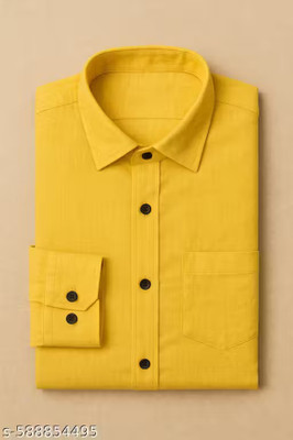 VASTRAM Men Solid Formal Yellow Shirt