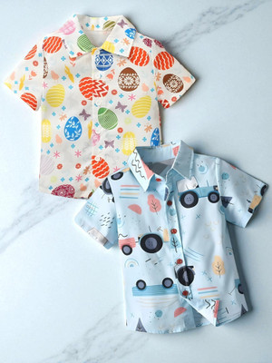 RAVYA TRENDZ Boys Printed, Striped Casual Multicolor Shirt