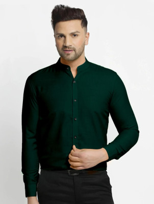 METRONAUT Men Solid Casual Dark Green Shirt