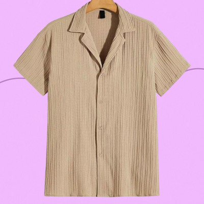 Nita creation Men Self Design Formal Gold Shirt