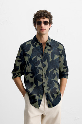 william and scott Men Printed Casual Green Shirt