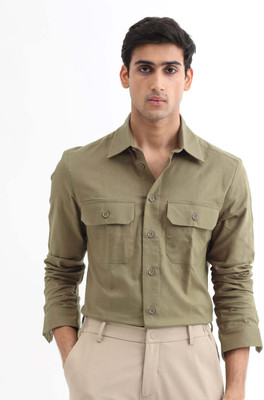 RARE RABBIT Men Solid Casual Dark Green Shirt