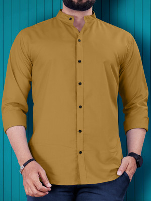 METRONAUT Men Solid Casual Yellow Shirt
