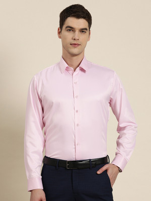 Hancock Men Solid Party Pink Shirt