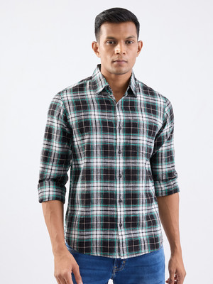Spykar Men Checkered Casual Black, White Shirt