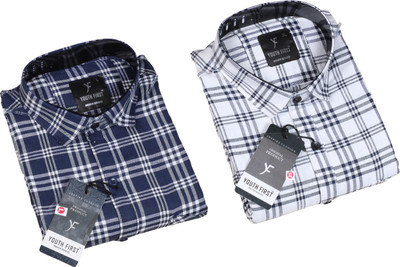 youth first Men Checkered Casual Multicolor Shirt(Pack of 2)