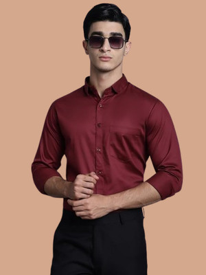 Super Weston Men Solid Formal Maroon Shirt
